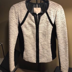 Rebecca Taylor black and white zip blazer size 4